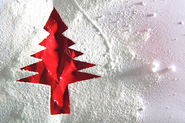 Image showing christmas tree from the paper and snow