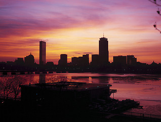 Image showing Boston back bay skyline seen at dawn