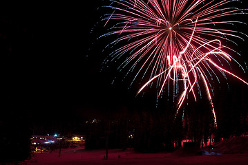 Image showing Fireworks at a ski resort in British Columbia