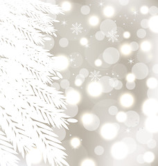 Image showing Abstract winter glowing background with fur-tree