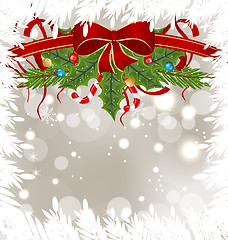 Image showing Christmas frosty card with holiday decoration