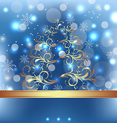 Image showing Celebration card with abstract Christmas floral tree