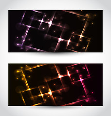 Image showing Set abstract cards with glow effects