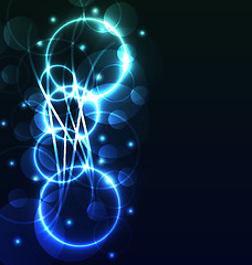 Image showing Set round bubbles with light effects, abstract background