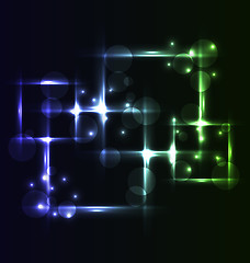 Image showing Abstract background, set square bubbles with light effects