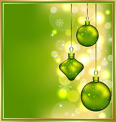 Image showing Holiday glowing invitation with Christmas balls