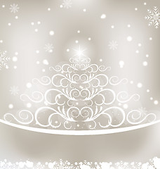 Image showing Celebration glowing card with Christmas floral pine