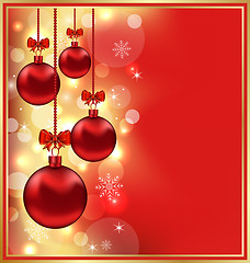 Image showing Holiday glowing background with Christmas balls