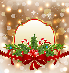 Image showing Christmas elegant card with holiday decoration