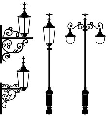 Image showing Set of vintage various streetlamp