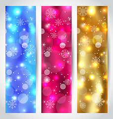 Image showing Set Christmas wallpaper with snowflakes