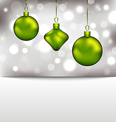 Image showing Holiday glowing invitation with Christmas balls