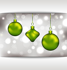 Image showing Holiday glowing invitation with Christmas balls