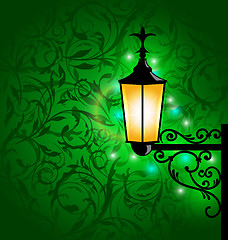 Image showing Arabic lamp with lights, card for Ramadan Kareem