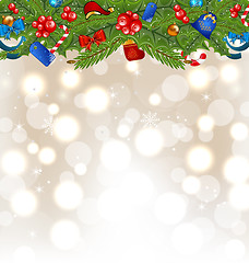 Image showing Christmas glowing background with holiday decoration