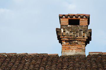 Image showing Chimney on the roof of the old church