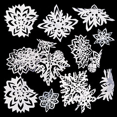 Image showing Set of isolated snowflakes