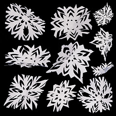 Image showing Set of isolated snowflakes