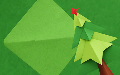 Image showing Christmas tree over green background