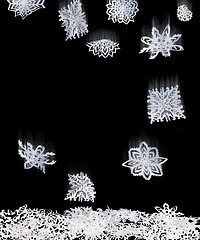 Image showing Origami isolated falling snowflakes 