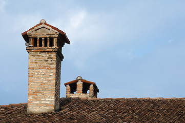 Image showing Chimney on the roof of the old church