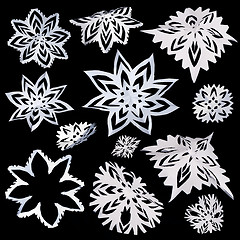 Image showing Set of isolated snowflakes