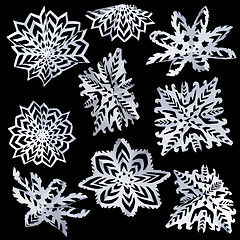 Image showing Set of isolated snowflakes