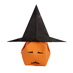 Image showing Witch hat and pumpkin