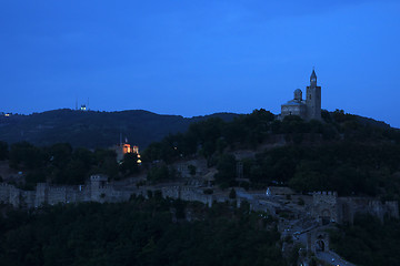 Image showing Night View of Unilluminated Tsarevets Fortress