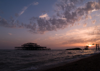 Image showing West Pier at sunset