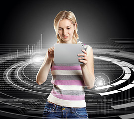 Image showing Woman With Touch Pad