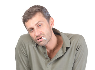 Image showing Handsome man smoking