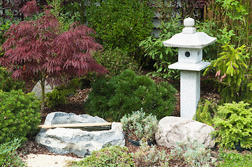 Image showing corner of the garden in Japanese style 
