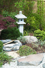 Image showing corner of the garden in Japanese style 
