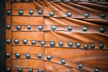 Image showing background from the skin with a wrought-iron rivets 