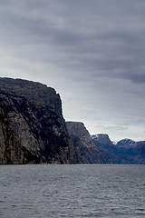 Image showing steep rock at coast in norway