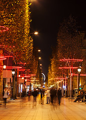 Image showing Night on Champs Elysees