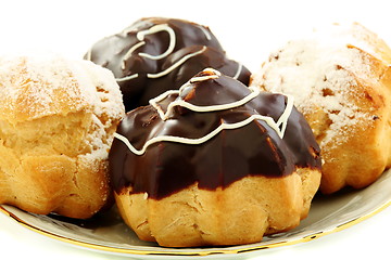 Image showing Cakes eclairs closeup.