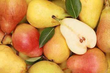 Image showing Pears with leaves