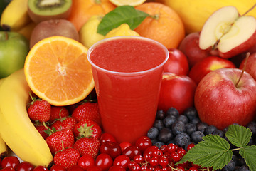 Image showing Fresh juice from red fruits