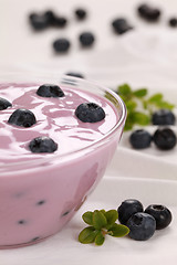 Image showing Yogurt with bilberries