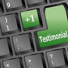 Image showing Testimonials computer key shows recommendations