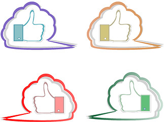 Image showing Like labels stickers set on abstract speech bubbles
