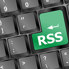 Image showing RSS button on keyboard with soft focus