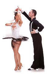 Image showing salsa dancing couple on white background