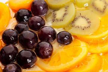 Image showing oranges, grapes, kiwi and peaches topping