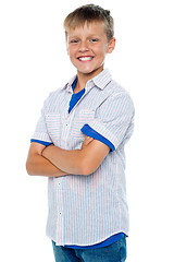 Image showing Confident young boy posing in casuals