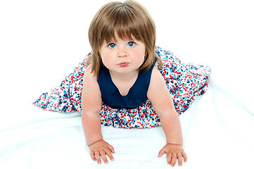 Image showing Adorable baby girl crawling