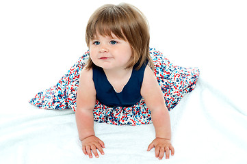 Image showing Cute baby girl crawling