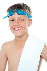 Image showing Closeup of champion swimmer boy